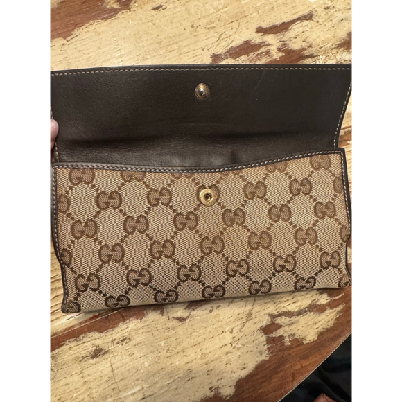GUCCI | Brown GG Canvas and Leather Bi-Fold Long Wallet - Picture 4 of 7